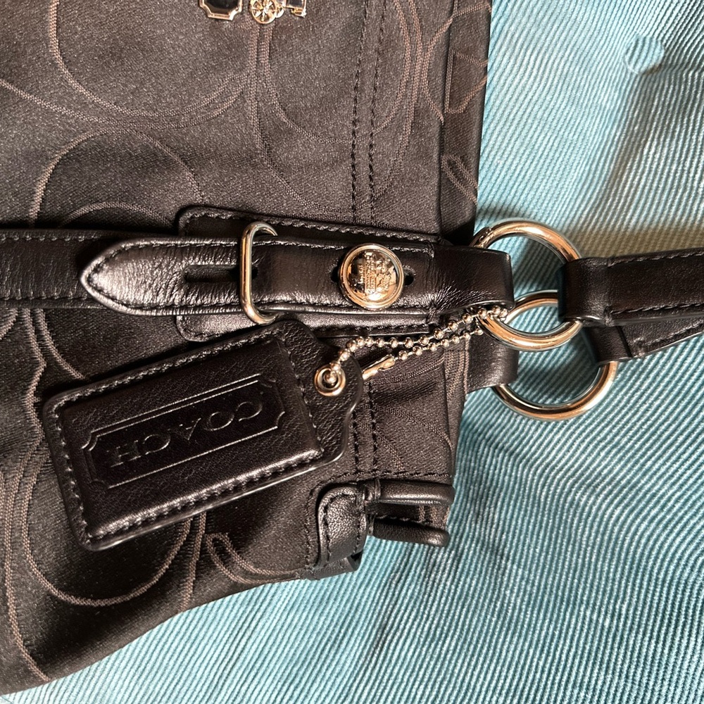 Coach Y2K 15402 Mia Black Signature Satin Shoulder Bag with Silver Accents - Picture 16 of 16